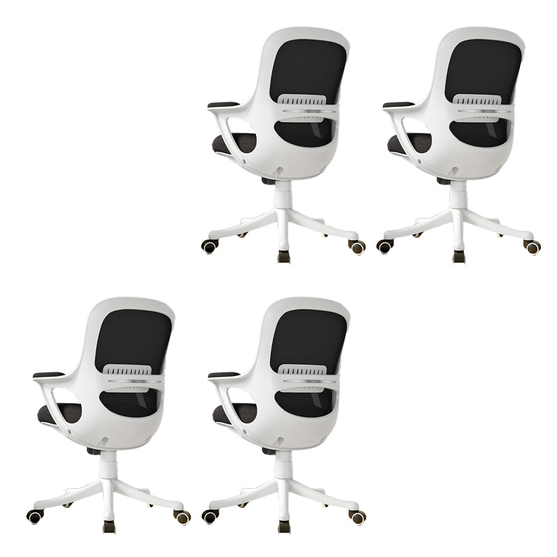 Fixed Arms Tilt Mechanism Office Chair Contemporary Mid-Back Arm Chair White 4 Piece Set Clearhalo 'furn' 'furn_office_chair' 'Furniture' 'Office Chairs' 'Office Furniture' 'office_chair' 7339984
