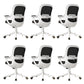 Fixed Arms Tilt Mechanism Office Chair Contemporary Mid-Back Arm Chair White 6 Piece Set Clearhalo 'furn' 'furn_office_chair' 'Furniture' 'Office Chairs' 'Office Furniture' 'office_chair' 7339985
