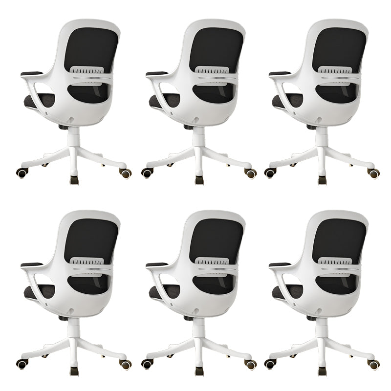 Fixed Arms Tilt Mechanism Office Chair Contemporary Mid-Back Arm Chair White 6 Piece Set Clearhalo 'furn' 'furn_office_chair' 'Furniture' 'Office Chairs' 'Office Furniture' 'office_chair' 7339985