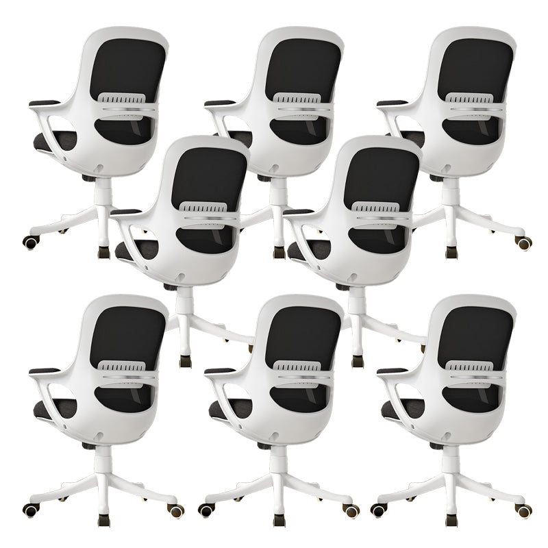 Fixed Arms Tilt Mechanism Office Chair Contemporary Mid-Back Arm Chair White 8 Piece Set Clearhalo 'furn' 'furn_office_chair' 'Furniture' 'Office Chairs' 'Office Furniture' 'office_chair' 7339986