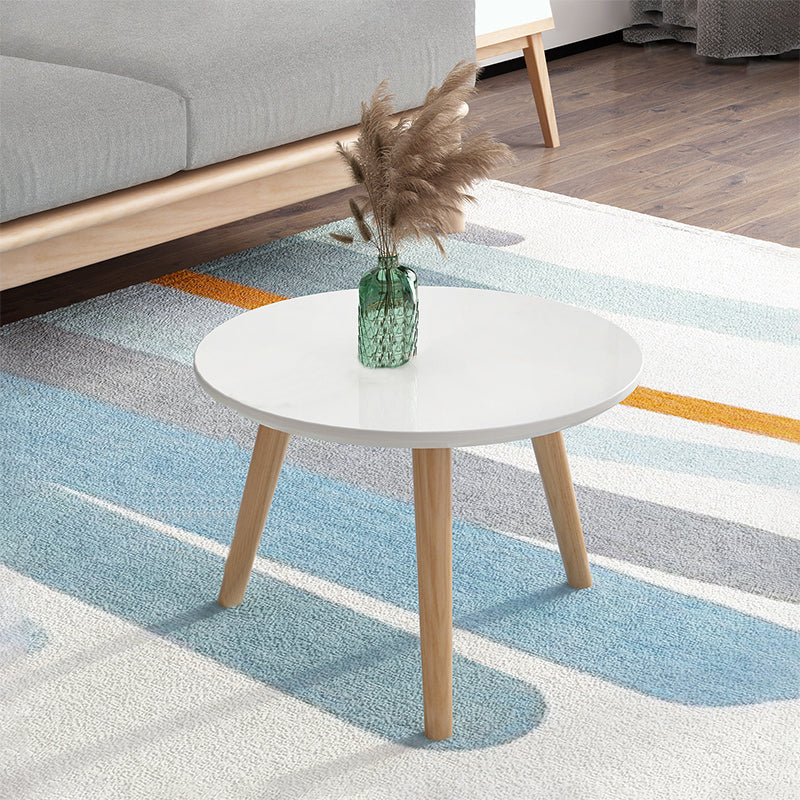 Contemporary Coffee Table Wooden 3 Legs Coffee Cocktail Table White Round Clearhalo 'Coffee & Accent Tables' 'Coffee Tables' 'coffee_tables' 'furn' 'furn_coffee_tables' 'Furniture' 'Living Room Furniture' 7340021