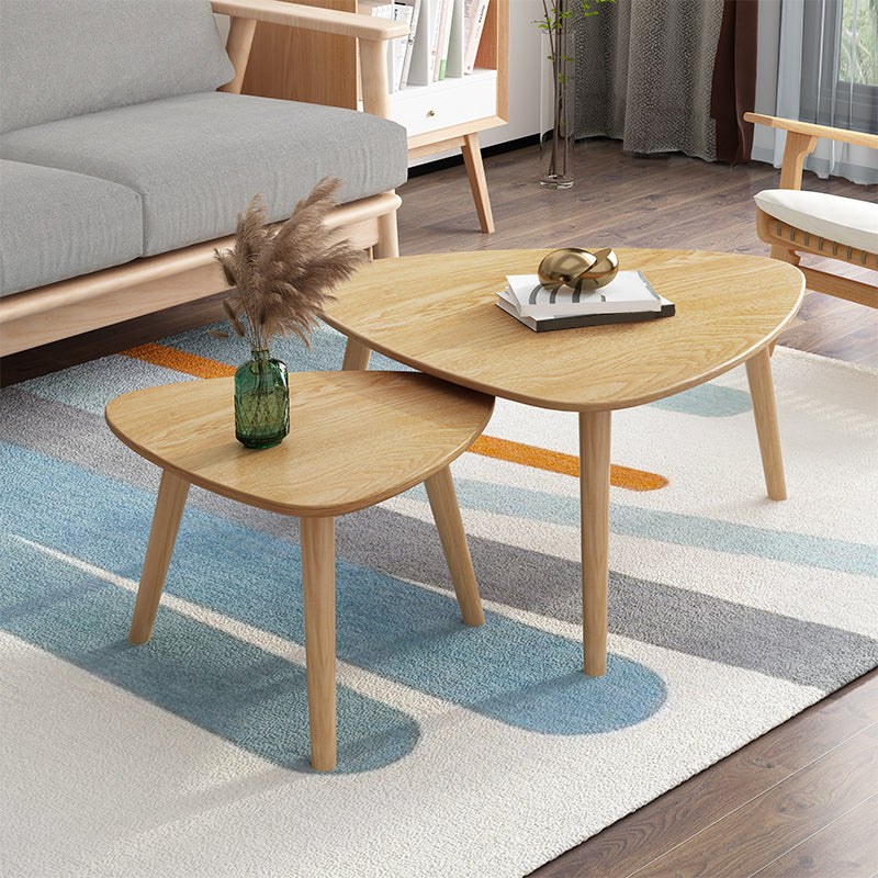 Contemporary Coffee Table Wooden 3 Legs Coffee Cocktail Table Natural Triangle & Triangle Clearhalo 'Coffee & Accent Tables' 'Coffee Tables' 'coffee_tables' 'furn' 'furn_coffee_tables' 'Furniture' 'Living Room Furniture' 7340022