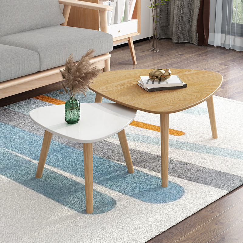 Contemporary Coffee Table Wooden 3 Legs Coffee Cocktail Table White Triangle & Triangle Clearhalo 'Coffee & Accent Tables' 'Coffee Tables' 'coffee_tables' 'furn' 'furn_coffee_tables' 'Furniture' 'Living Room Furniture' 7340024