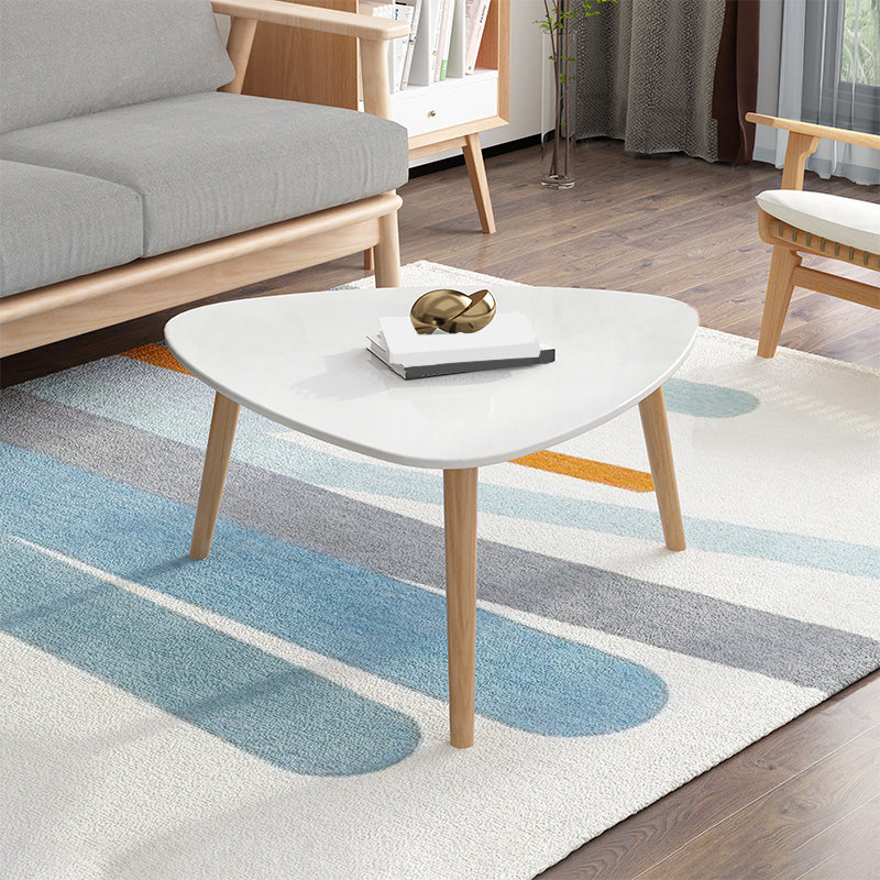 Contemporary Coffee Table Wooden 3 Legs Coffee Cocktail Table White Triangle Clearhalo 'Coffee & Accent Tables' 'Coffee Tables' 'coffee_tables' 'furn' 'furn_coffee_tables' 'Furniture' 'Living Room Furniture' 7340025