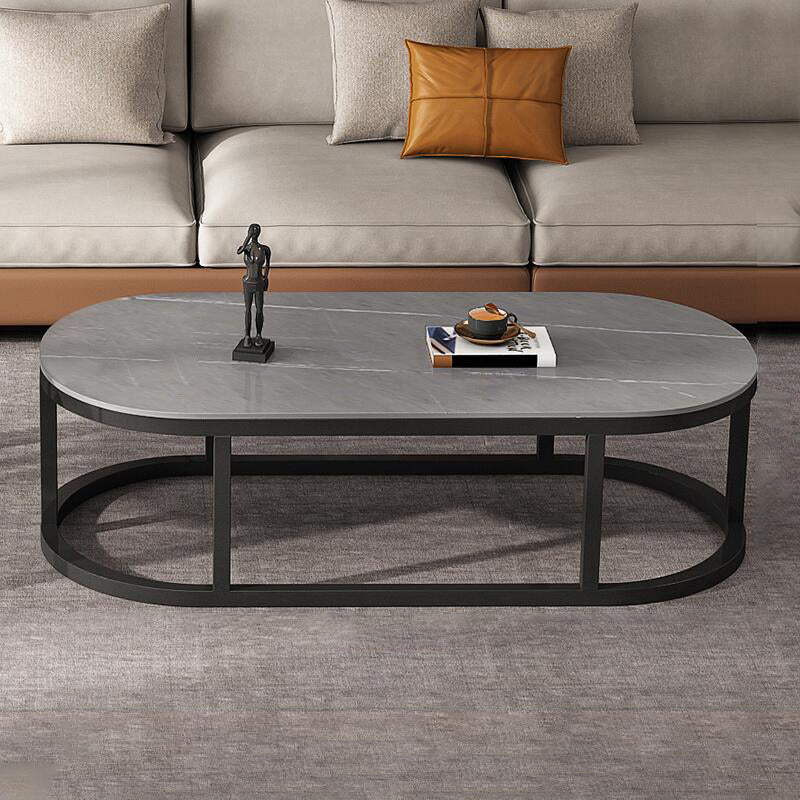 Oval Coffee Table Slate Nesting Coffee Table Set for Living Room 39"L x 20"W x 15"H Grey Drawers Not Included Clearhalo 'Coffee & Accent Tables' 'Coffee Tables' 'coffee_tables' 'furn' 'furn_coffee_tables' 'Furniture' 'Living Room Furniture' 7340062