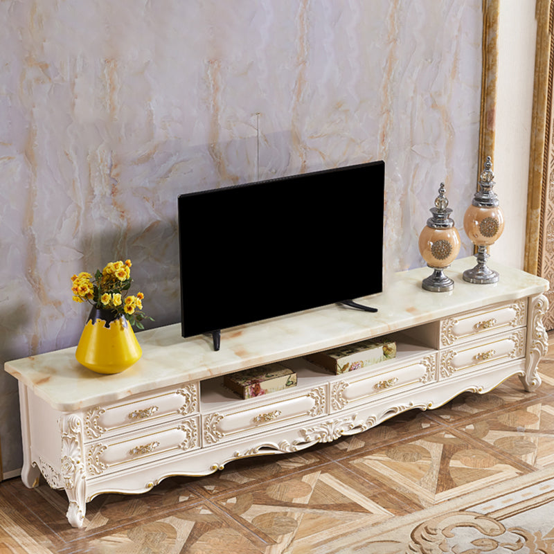 White Oak Media Console Contemporary Open Storage TV Console 87"L x 18"W x 21"H Yellow Clearhalo 'furn' 'furn_tv_stands_entertainment_centers' 'Furniture' 'Living Room Furniture' 'TV Stands & Entertainment Centers' 'TV Stands & Media Storage Furniture' 'tv_stands_entertainment_centers' 7340190