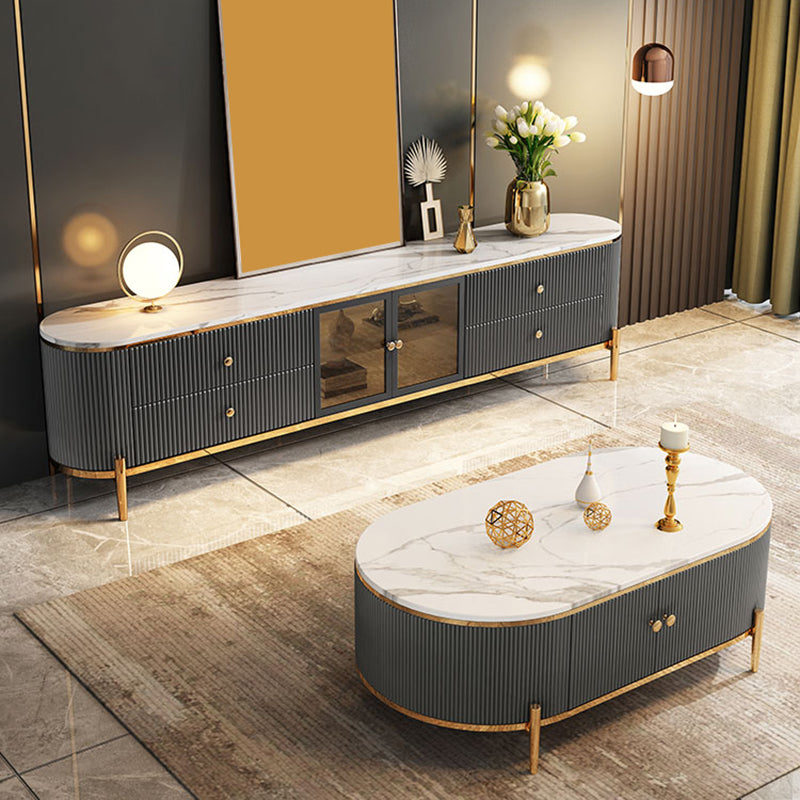 Glam Stone Media Console 4 Drawers TV Stand Console with Doors Clearhalo 'furn' 'furn_tv_stands_entertainment_centers' 'Furniture' 'Living Room Furniture' 'TV Stands & Entertainment Centers' 'TV Stands & Media Storage Furniture' 'tv_stands_entertainment_centers' 7340201