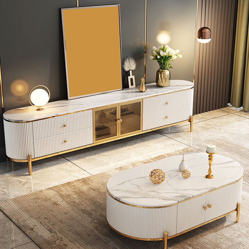 Glam Stone Media Console 4 Drawers TV Stand Console with Doors Clearhalo 'furn' 'furn_tv_stands_entertainment_centers' 'Furniture' 'Living Room Furniture' 'TV Stands & Entertainment Centers' 'TV Stands & Media Storage Furniture' 'tv_stands_entertainment_centers' 7340204