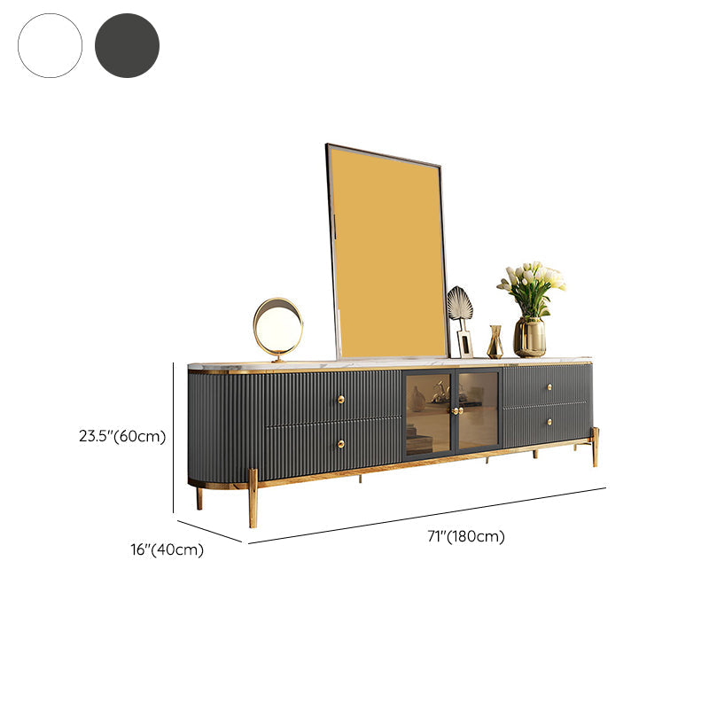 Glam Stone Media Console 4 Drawers TV Stand Console with Doors Clearhalo 'furn' 'furn_tv_stands_entertainment_centers' 'Furniture' 'Living Room Furniture' 'TV Stands & Entertainment Centers' 'TV Stands & Media Storage Furniture' 'tv_stands_entertainment_centers' 7340213