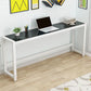 Glass Top Rectangular Writing Desk Modern 29.14 Inch Tall Office Desk