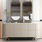 Moderno mobile sideboard in legno ingegnerizzato in stile, alto 33,5 pollici di altezza