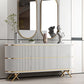 Moderno mobile sideboard in legno ingegnerizzato in stile, alto 33,5 pollici di altezza