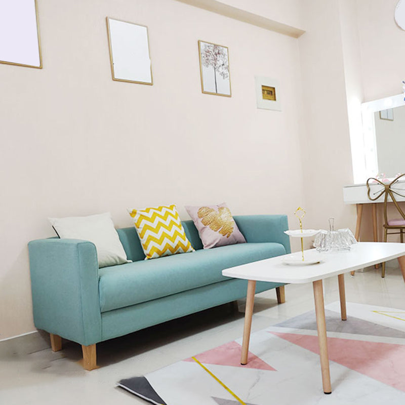 Sofá de lino escandinavo de cojín de un solo amortiguador de 3 plazas con 3 almohadas