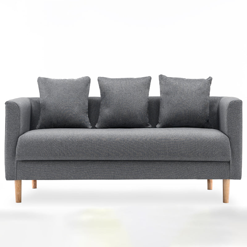Sofá de lino escandinavo de cojín de un solo amortiguador de 3 plazas con 3 almohadas