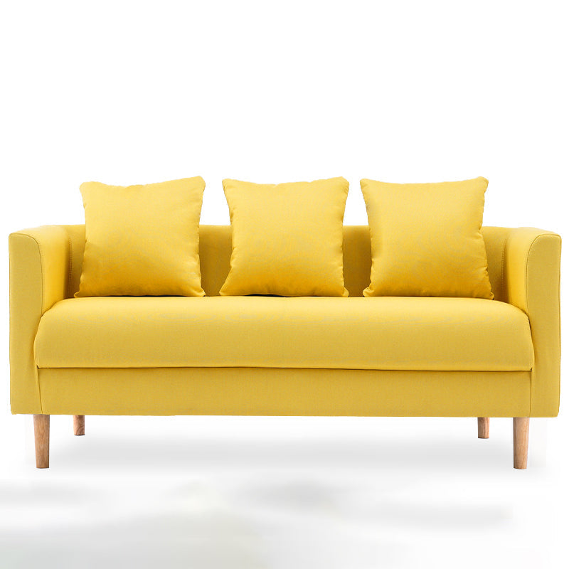 Sofá de lino escandinavo de cojín de un solo amortiguador de 3 plazas con 3 almohadas