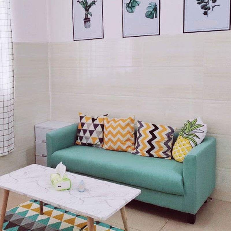 Sofá de lino escandinavo de cojín de un solo amortiguador de 3 plazas con 3 almohadas