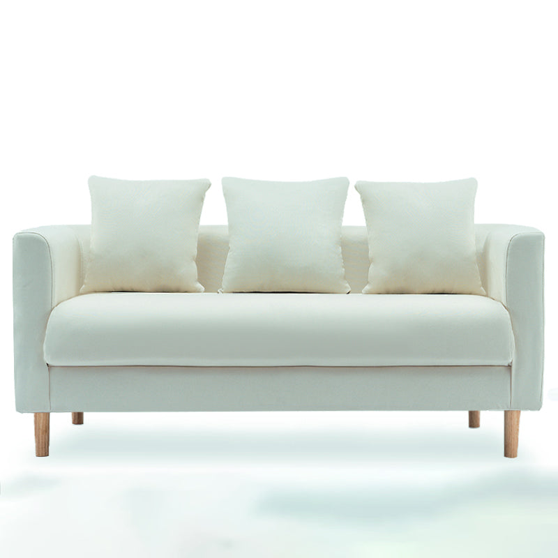 Sofá de lino escandinavo de cojín de un solo amortiguador de 3 plazas con 3 almohadas