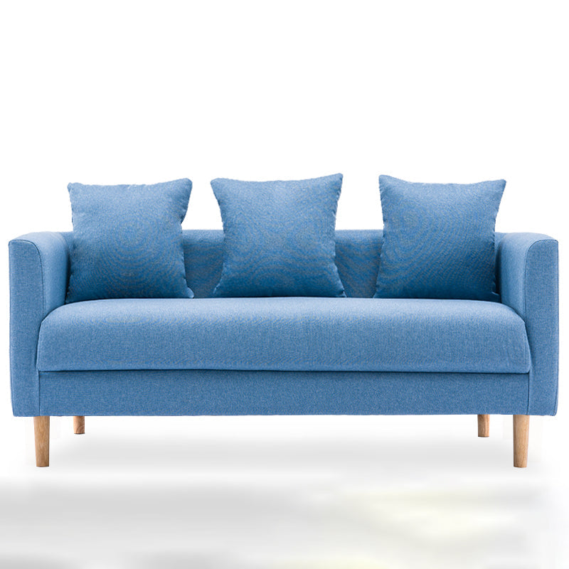 Sofá de lino escandinavo de cojín de un solo amortiguador de 3 plazas con 3 almohadas