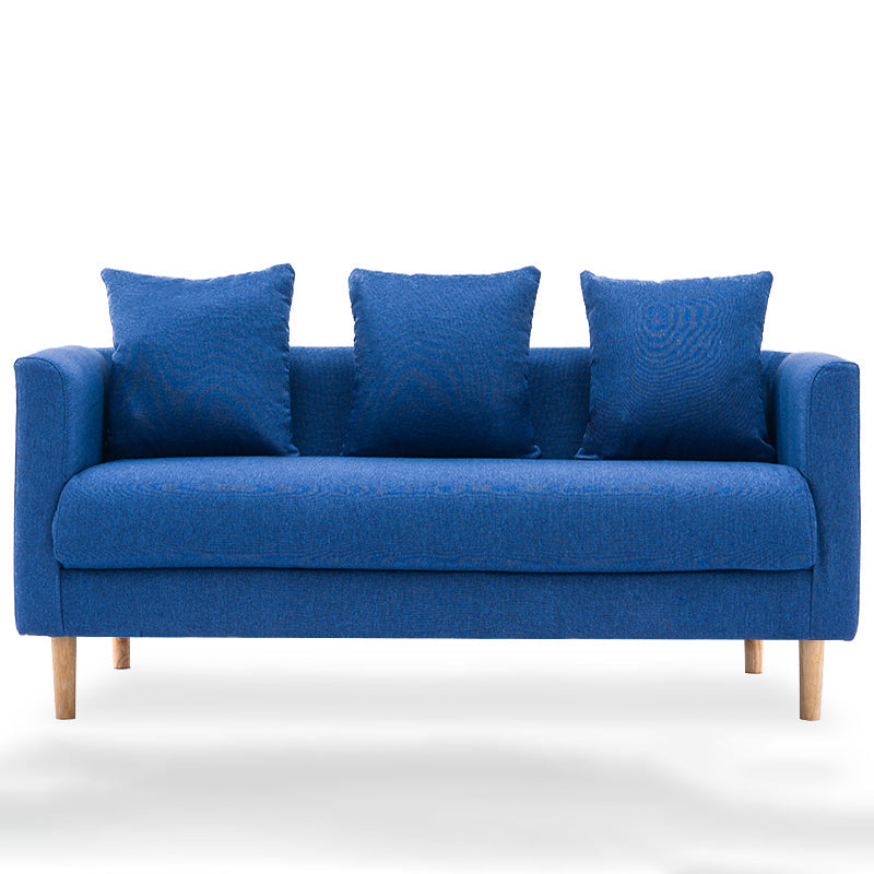 Sofá de lino escandinavo de cojín de un solo amortiguador de 3 plazas con 3 almohadas