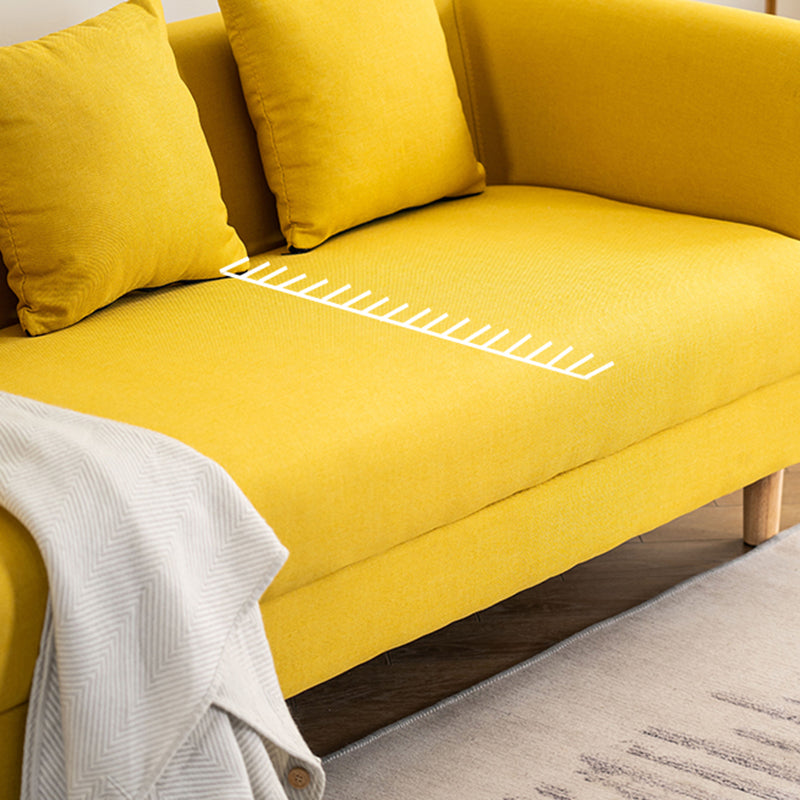 Sofá de lino escandinavo de cojín de un solo amortiguador de 3 plazas con 3 almohadas