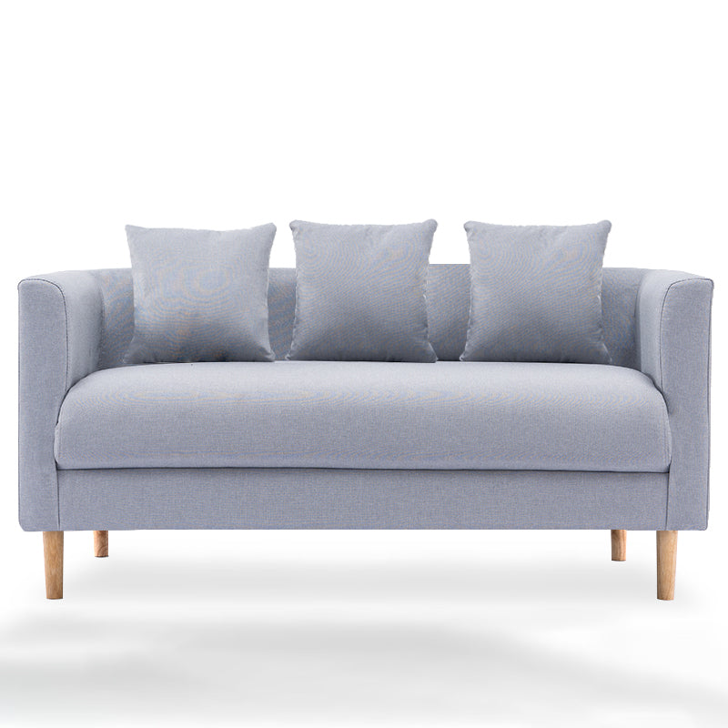 Sofá de lino escandinavo de cojín de un solo amortiguador de 3 plazas con 3 almohadas