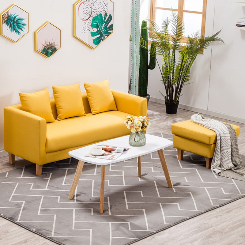 Sofá de lino escandinavo de cojín de un solo amortiguador de 3 plazas con 3 almohadas