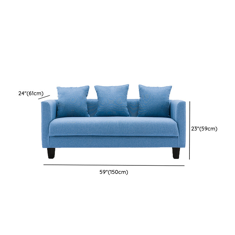 Sofá de lino escandinavo de cojín de un solo amortiguador de 3 plazas con 3 almohadas