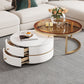 Table basse avec plateau en verre, 2 tables gigognes avec rangement