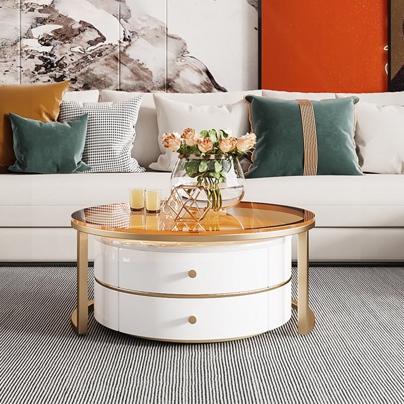 Table basse avec plateau en verre, 2 tables gigognes avec rangement