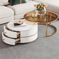 Table basse avec plateau en verre, 2 tables gigognes avec rangement