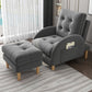 Tufted Adjustable Back Recliner Scandinavian Single Manual Reclining Chair with Footrest Suede Gray Clearhalo 'Chairs & Seating' 'furn' 'furn_recliners' 'Furniture' 'Living Room Furniture' 'Recliners' 7340630
