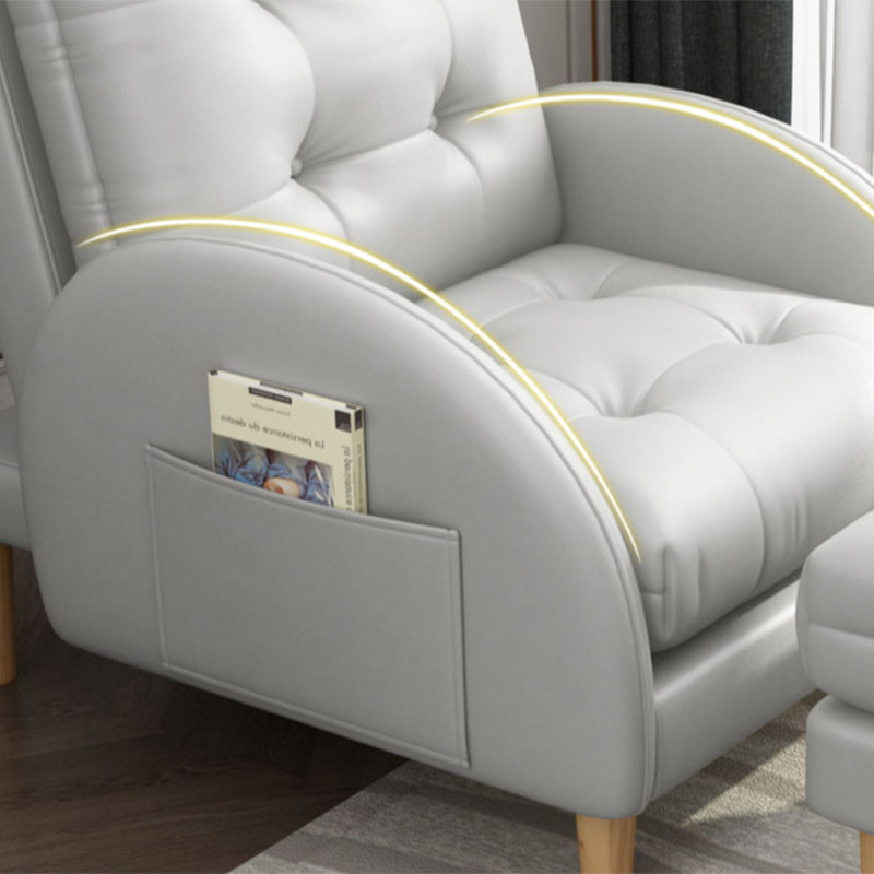 Tufted Adjustable Back Recliner Scandinavian Single Manual Reclining Chair with Footrest Clearhalo 'Chairs & Seating' 'furn' 'furn_recliners' 'Furniture' 'Living Room Furniture' 'Recliners' 7340641