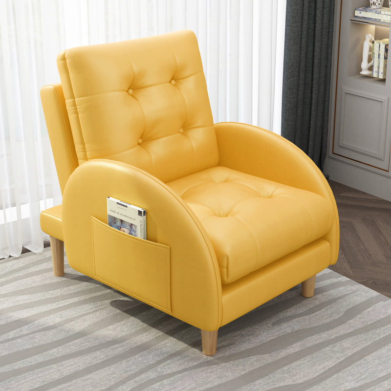 Tufted Adjustable Back Recliner Scandinavian Single Manual Reclining Chair with Footrest Clearhalo 'Chairs & Seating' 'furn' 'furn_recliners' 'Furniture' 'Living Room Furniture' 'Recliners' 7340645