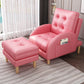 Tufted Adjustable Back Recliner Scandinavian Single Manual Reclining Chair with Footrest PU（Polyurethane） Pink Clearhalo 'Chairs & Seating' 'furn' 'furn_recliners' 'Furniture' 'Living Room Furniture' 'Recliners' 7340647