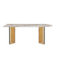 Glossy Beige Dinette Table with Double Pedestal Modern Dining Table for Home Brown Without Chairs Clearhalo 'Dining Tables & Seating' 'Dining Tables' 'dining_table' 'furn' 'furn_dining_table' 'Furniture' 'Kitchen & Dining Furniture' 7341483