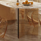 Glossy Beige Dinette Table with Double Pedestal Modern Dining Table for Home Clearhalo 'Dining Tables & Seating' 'Dining Tables' 'dining_table' 'furn' 'furn_dining_table' 'Furniture' 'Kitchen & Dining Furniture' 7341486
