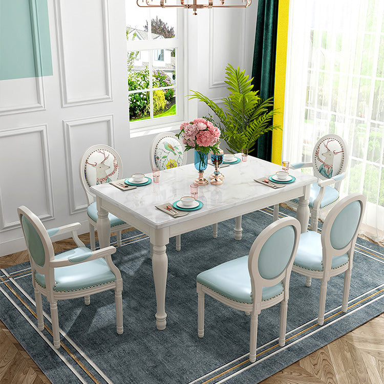 Rectangle Marble Table White Dining Table for Kitchen Dining Room Clearhalo 'Dining Tables & Seating' 'Dining Tables' 'dining_table' 'furn' 'furn_dining_table' 'Furniture' 'Kitchen & Dining Furniture' 7341509