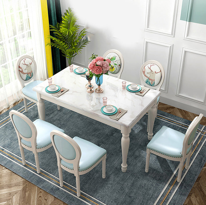 Rectangle Marble Table White Dining Table for Kitchen Dining Room Clearhalo 'Dining Tables & Seating' 'Dining Tables' 'dining_table' 'furn' 'furn_dining_table' 'Furniture' 'Kitchen & Dining Furniture' 7341510