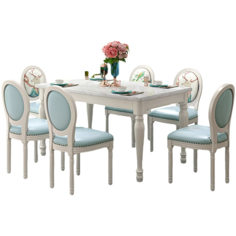 Rectangle Marble Table White Dining Table for Kitchen Dining Room Clearhalo 'Dining Tables & Seating' 'Dining Tables' 'dining_table' 'furn' 'furn_dining_table' 'Furniture' 'Kitchen & Dining Furniture' 7341511