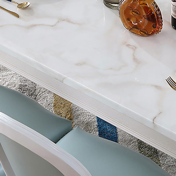 Rectangle Marble Table White Dining Table for Kitchen Dining Room Clearhalo 'Dining Tables & Seating' 'Dining Tables' 'dining_table' 'furn' 'furn_dining_table' 'Furniture' 'Kitchen & Dining Furniture' 7341512