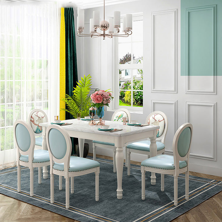 Rectangle Marble Table White Dining Table for Kitchen Dining Room Clearhalo 'Dining Tables & Seating' 'Dining Tables' 'dining_table' 'furn' 'furn_dining_table' 'Furniture' 'Kitchen & Dining Furniture' 7341513
