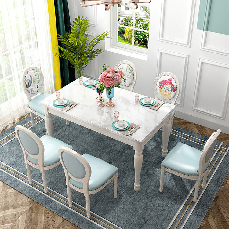 Rectangle Marble Table White Dining Table for Kitchen Dining Room Clearhalo 'Dining Tables & Seating' 'Dining Tables' 'dining_table' 'furn' 'furn_dining_table' 'Furniture' 'Kitchen & Dining Furniture' 7341514