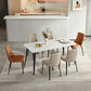 White Stone Top Dinette Table with Metal Legs Rectangle Home Dining Table Clearhalo 'Dining Tables & Seating' 'Dining Tables' 'dining_table' 'furn' 'furn_dining_table' 'Furniture' 'Kitchen & Dining Furniture' 7341521