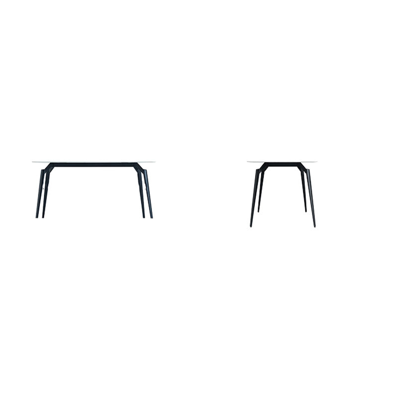 White Stone Top Dinette Table with Metal Legs Rectangle Home Dining Table Clearhalo 'Dining Tables & Seating' 'Dining Tables' 'dining_table' 'furn' 'furn_dining_table' 'Furniture' 'Kitchen & Dining Furniture' 7341522