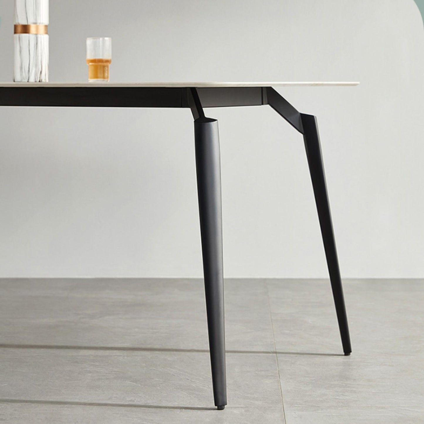 White Stone Top Dinette Table with Metal Legs Rectangle Home Dining Table Clearhalo 'Dining Tables & Seating' 'Dining Tables' 'dining_table' 'furn' 'furn_dining_table' 'Furniture' 'Kitchen & Dining Furniture' 7341524