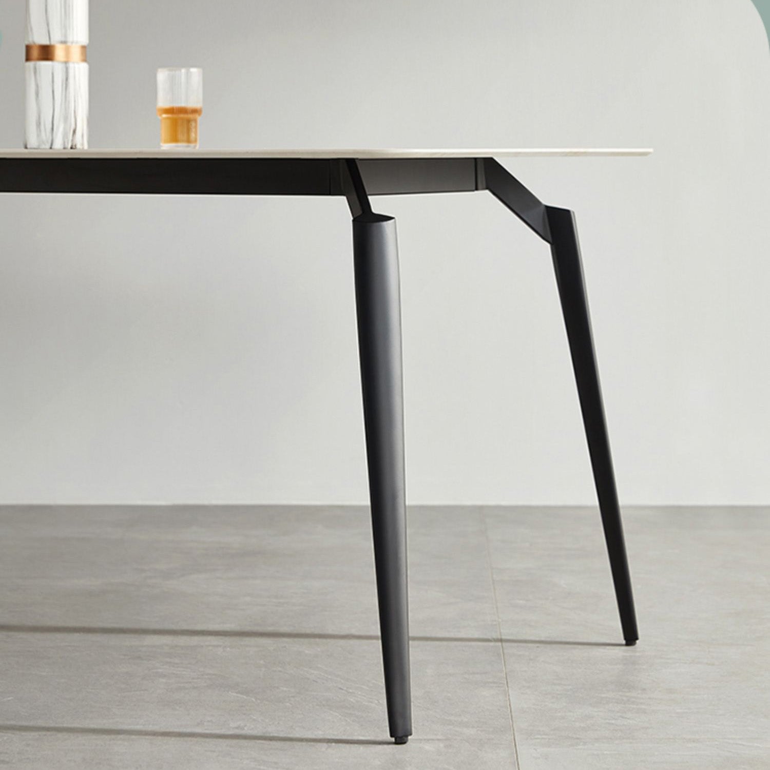 White Stone Top Dinette Table with Metal Legs Rectangle Home Dining Table Clearhalo 'Dining Tables & Seating' 'Dining Tables' 'dining_table' 'furn' 'furn_dining_table' 'Furniture' 'Kitchen & Dining Furniture' 7341524