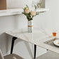 White Stone Top Dinette Table with Metal Legs Rectangle Home Dining Table Clearhalo 'Dining Tables & Seating' 'Dining Tables' 'dining_table' 'furn' 'furn_dining_table' 'Furniture' 'Kitchen & Dining Furniture' 7341525
