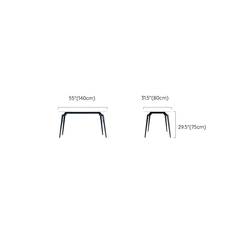 White Stone Top Dinette Table with Metal Legs Rectangle Home Dining Table Clearhalo 'Dining Tables & Seating' 'Dining Tables' 'dining_table' 'furn' 'furn_dining_table' 'Furniture' 'Kitchen & Dining Furniture' 7341527