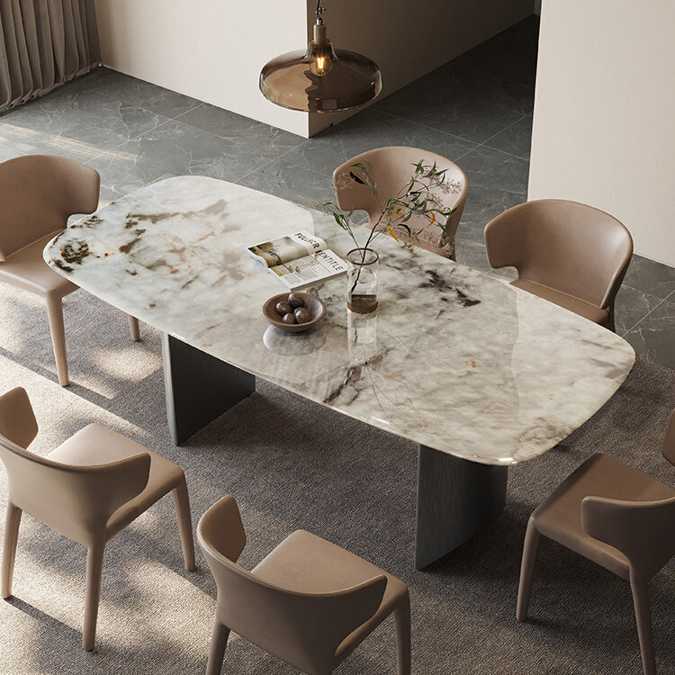 Double Pedestal Table Rectangle Dining Table for Kitchen Dining Room