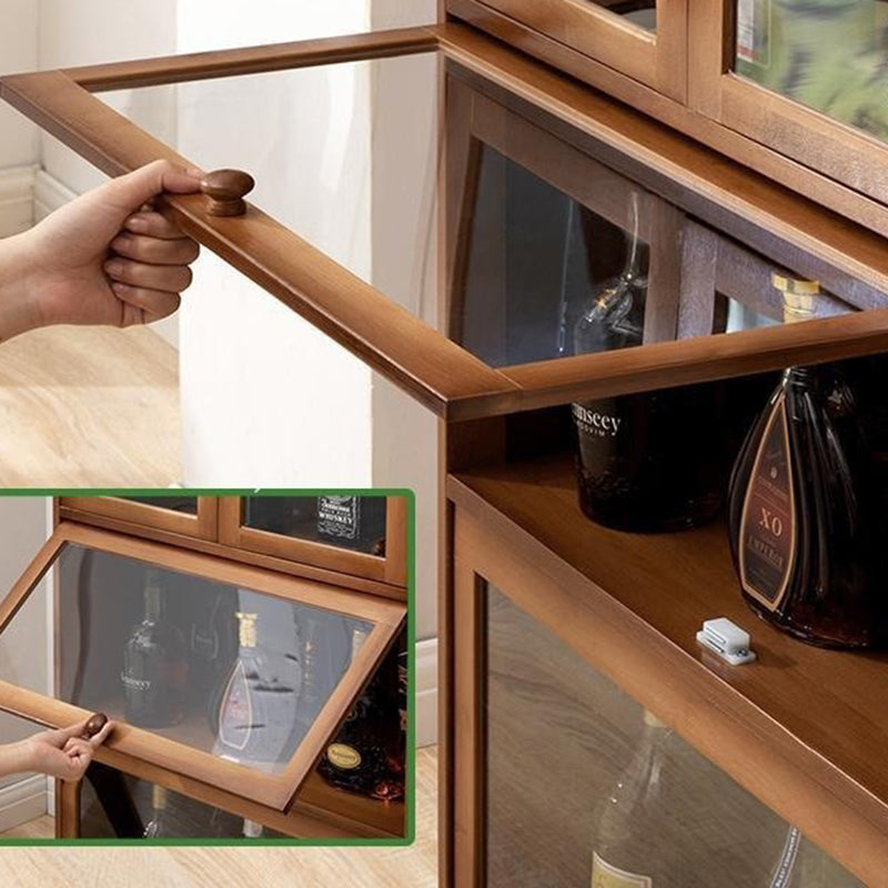 Porte di vetro contemporanee per il display di bambù Hutch buffet con porte